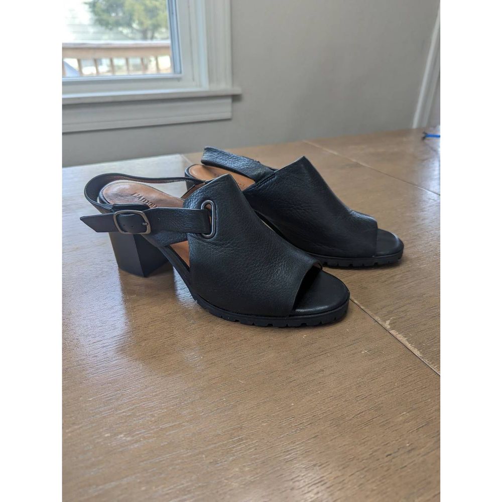 L'Amour Des Pieds Quenton Black Lamba Block Heels women's size 9 sling back